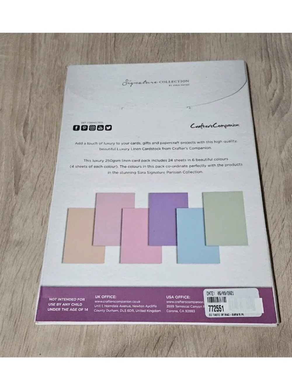Crafters Companion Parisian Collection A4 Luxury Linen Card 24 Sheets 250GSM